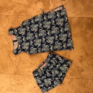 Lilly Pulitzer elephant top with shorts large 9-10